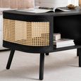 Noah Coffee Table - 110cm - Black and Rattan