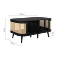 Noah Coffee Table - 110cm - Black and Rattan