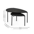 Lorette Nest of 2 Coffee Tables - Teardrop - Black