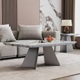 Taurus Coffee Table - Beige Marble - Dark Grey Base
