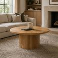 Timo Coffee Table - Round - with Slatted Base - Lacquered Oak - Variation Available