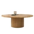 Timo Coffee Table - Round - with Slatted Base - Lacquered Oak - Variation Available
