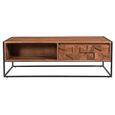 Axis Acacia Wood Coffee Table - 2 Drawer - Geometric