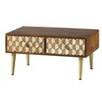 Edison Coffee Table - 2 Drawer - Geometric - Mango Wood