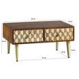 Edison Coffee Table - 2 Drawer - Geometric - Mango Wood