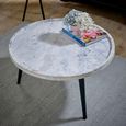 Opal Fluted Coffee Table - Round - White Marble Top - Mango Wood