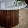 Opal Fluted Coffee Table - Round - Small - White Marble Top - Mango Wood