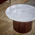 Opal Fluted Coffee Table - Round - Small - White Marble Top - Mango Wood