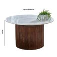 Opal Fluted Coffee Table - Round - Small - White Marble Top - Mango Wood