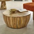 Surrey Coffee Table - Round - Drum Base - Solid Mango Wood