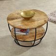 Surrey Coffee Table - Round - with Shelf - Solid Mango Wood