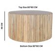 Hudson Coffee Table - Round - Ribbed Carved - Mango Wood