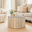 Hudson Coffee Table - Round - Ribbed Carved - Mango Wood