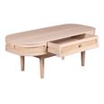 Valencia Coffee Table - 1 Drawer - Curved - Natural Rattan and Mango Wood