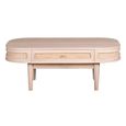 Valencia Coffee Table - 1 Drawer - Curved - Natural Rattan and Mango Wood