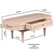 Valencia Coffee Table - 1 Drawer - Curved - Natural Rattan and Mango Wood