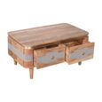 Wilton Coffee Table - 2 Drawer - Ribbed - Gold Trim - Acacia Wood