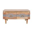 Wilton Coffee Table - 2 Drawer - Ribbed - Gold Trim - Acacia Wood