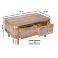 Wilton Coffee Table - 2 Drawer - Ribbed - Gold Trim - Acacia Wood