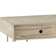 Coffee Table - 2 Drawer - Hairpin Legs - Gold Geometric Inlay - Light Mango Wood