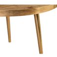 Coffee Table - Round - Gold Geometric Inlay - Light Mango Wood