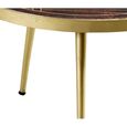 Coffee Table - Round - Gold Geometric Inlay - Dark Mango Wood