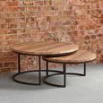 Coffee Tables - Set of 2 - Round - 2 Tier - Reclaimed Wood