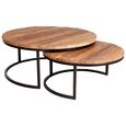 Coffee Tables - Set of 2 - Round - 2 Tier - Reclaimed Wood