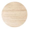 Hampton Travertine Beige Top Round Coffee Table with Black Fluted Base