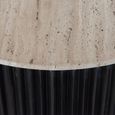 Hampton Travertine Beige Top Round Coffee Table with Black Fluted Base