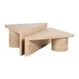Fictus Travertine Beige Traingular 2 Tier Coffee Tables