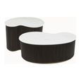 Mayfield White Marble Top 2 Tier Coffee Tables - Dark Wood Fluted Base