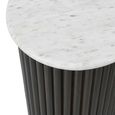 Mayfield White Marble Top 2 Tier Coffee Tables - Dark Wood Fluted Base