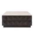 Claremont Dark Wood Square Geometric Coffee Table with Travertine Top