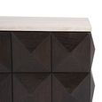 Claremont Dark Wood Square Geometric Coffee Table with Travertine Top