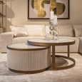 Tivoli Fluted Coffee Table - 2 Tier - Round - White - Ceramic
