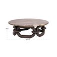 Chainey Coffee Table - Round - Ash Brown - Travertine and Mango Wood