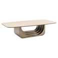 Maxfield Curved Coffee Table - Beige - Ceramic and Metal