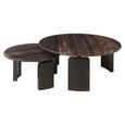 Menton Coffee Table - 2 Tier - Round - Burgundy - Marble and Brass