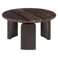 Menton Coffee Table - 2 Tier - Round - Burgundy - Marble and Brass