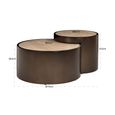 Ronson Coffee Table - Set of 2 - Round - Beige - Travertine and Metal