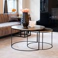 Asher Coffee Table - 2 Tier - Round - Brown and Black - Metal