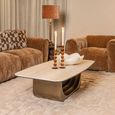 Maxfield Curved Coffee Table - Beige - Ceramic and Metal
