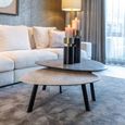 Spencer Coffee Table - Set of 2 - Triangle - Beige and Sand - Travertine and Metal