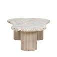 Coronel Beige Marble Coffee Table with Fluted Base