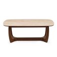 Portland Coffee Table - Oval - Natural and Walnut - Sintered Stone and Wood