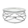 Vienna Coffee Table - Round - Swirl Base - Silver - Glass and Metal