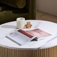 Russo Coffee Table - Fluted Base - Round - White and Natural - Marble Top and Wooden