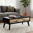 Boho Coffee Table - Low - 2 Drawer - Geometric Design - Natural and Black - Mango Wood