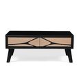 Boho Coffee Table - Low - 2 Drawer - Geometric Design - Natural and Black - Mango Wood
